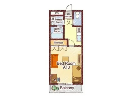 プリオール・森(1K/2階)の間取り写真