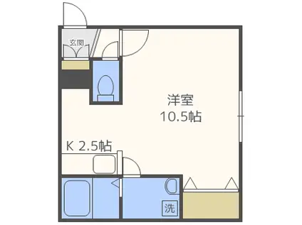 ウエスト HILLS 3・8(1K/1階)の間取り写真