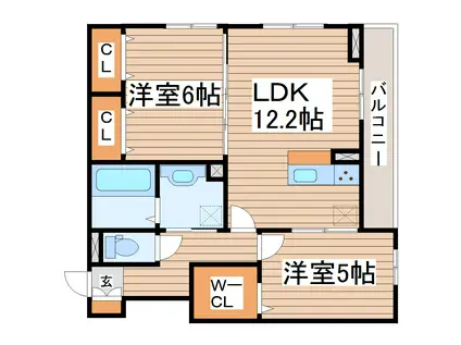 D-ROOMフィオレンテ富沢西(2LDK/2階)の間取り写真