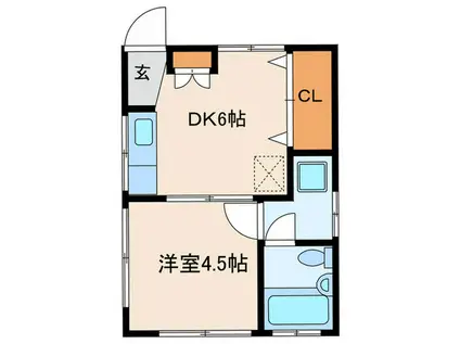 東急世田谷線 宮の坂駅 徒歩11分 2階建 築54年(1DK/1階)の間取り写真