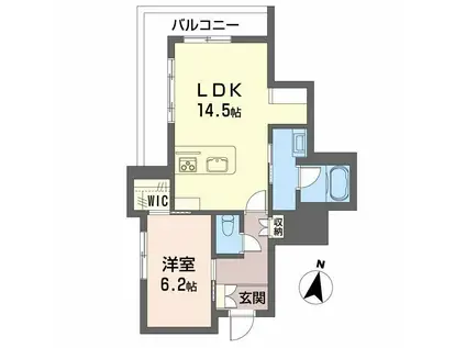 LUANA KAMISUGI(1LDK/4階)の間取り写真