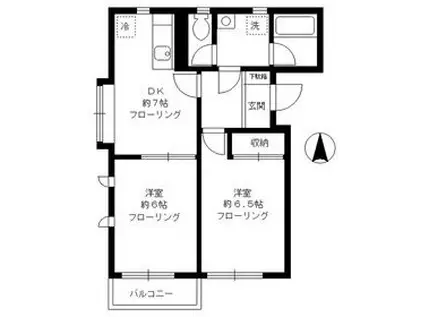 フォーレスト八雲(2DK/1階)の間取り写真