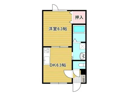 フォンテーヌ(1DK/1階)の間取り写真