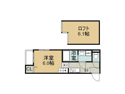 ハーモニーテラス市場木町II(1SK/2階)の間取り写真