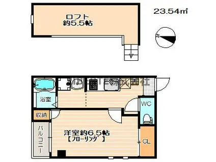イル・グラッツィア東公園II(1K/2階)の間取り写真