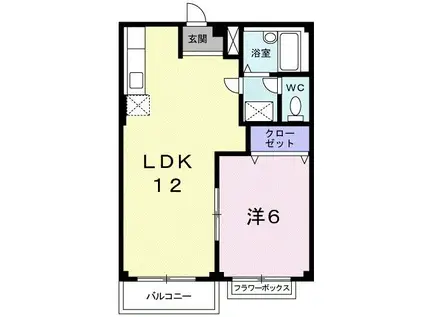 ハイツカミフジ(1LDK/2階)の間取り写真