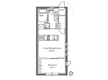 CASA GRAZIE門前仲町(1LDK/3階)の間取り写真