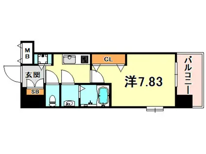 LUXE東灘(1K/3階)の間取り写真
