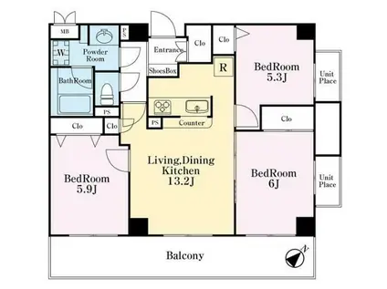 アルカサル三ツ境(3LDK/2階)の間取り写真