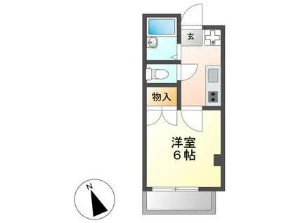 プラージュII(1K/4階)の間取り写真