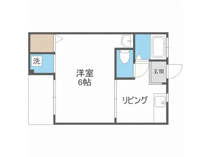 ロイヤル朝日(1K/2階)の間取り写真