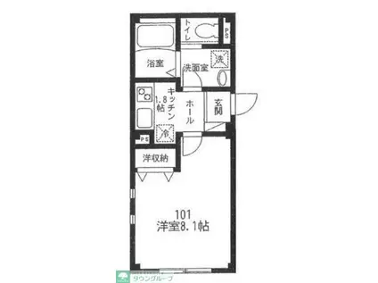 ヴィーゼン シュロス(1K/1階)の間取り写真