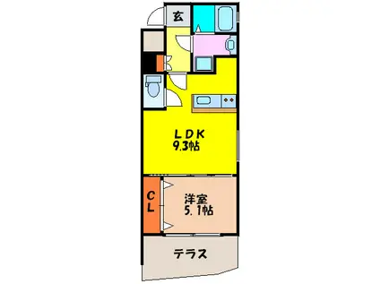 MAISON LUMIERE(1LDK/1階)の間取り写真