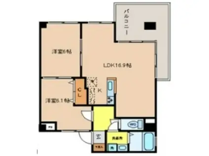 カルム竹林(2LDK/1階)の間取り写真