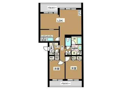 瀬田ハウス(2LDK/3階)の間取り写真