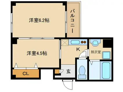 フォンテーヌ藤井寺(1DK/1階)の間取り写真