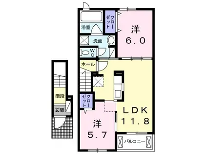 ひまわりIII(2LDK/2階)の間取り写真