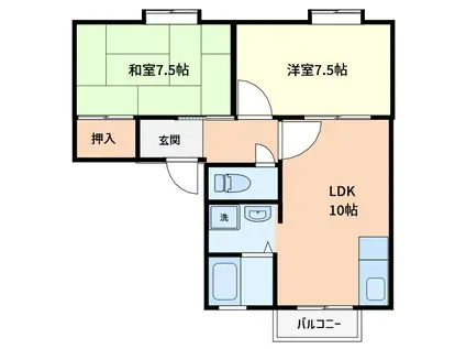 ルポゼ武庫之荘I(2LDK/1階)の間取り写真