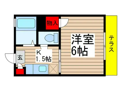 マロンハイツ(1K/1階)の間取り写真