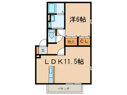 マノワール(1LDK/2階)の間取り写真