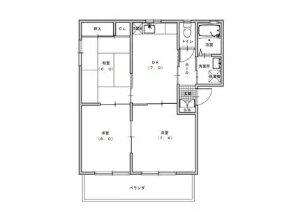 ラ・パルテール弐番館(3DK/2階)の間取り写真