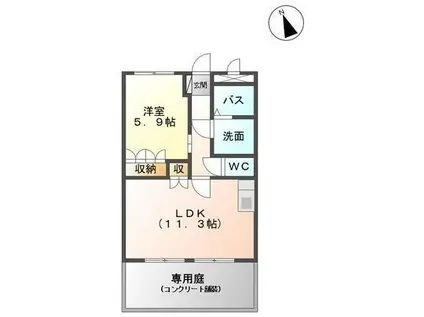 シー ウィンドI(1LDK/1階)の間取り写真