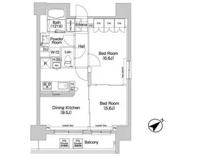 コンフォリア三田イースト(2DK/9階)の間取り写真