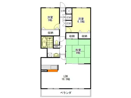 ドムス喜兵衛(3LDK/3階)の間取り写真