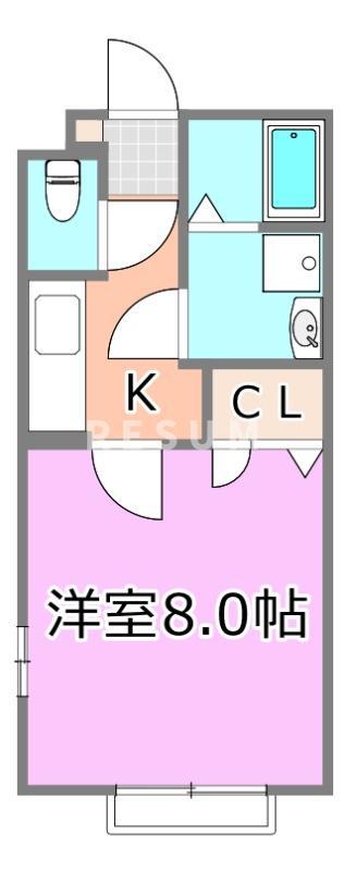 エクセルIX(1K/2階)の間取り写真
