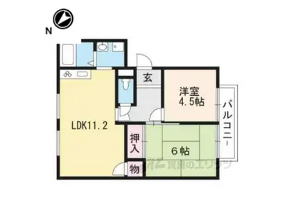 メゾンエルドラドB(2LDK/2階)の間取り写真