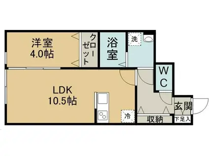 コンフォルト(1LDK/1階)の間取り写真