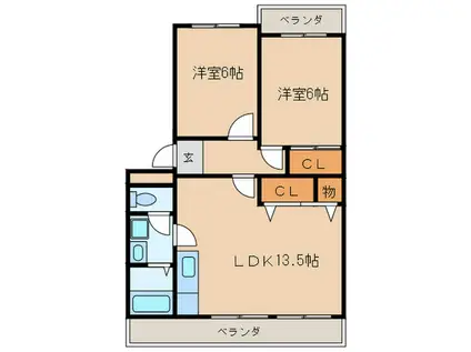 グリーンライフ31(2LDK/1階)の間取り写真