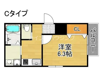 L.FINO岸里ウエスト(1K/2階)の間取り写真