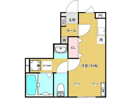 スターフィールド(ワンルーム/1階)の間取り写真