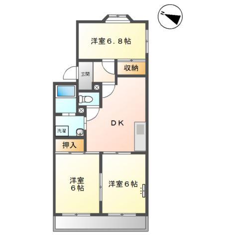 ハイツ株山(3DK/1階)の間取り写真