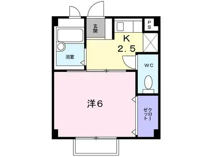 タウニー21(1K/2階)の間取り写真