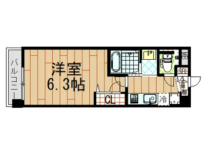 LUXE布施東2(1K/9階)の間取り写真