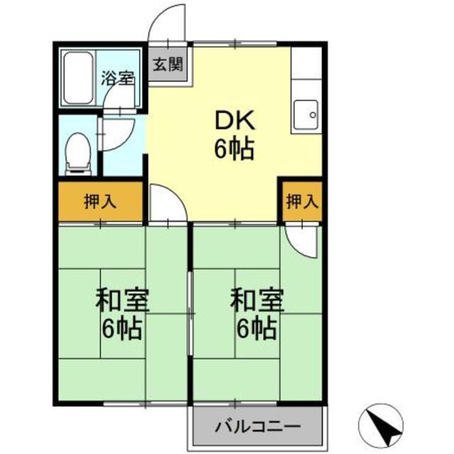 ガーデン関口(2DK/2階)の間取り写真