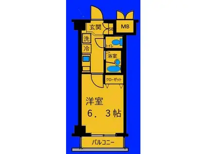 グランヴァン横濱ビアンコーヴォ(1K/3階)の間取り写真