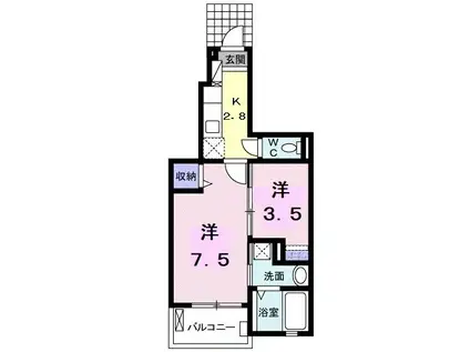 カルム オーブ I(2K/1階)の間取り写真