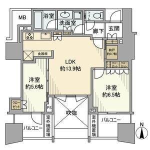 プラウドタワー名駅(2LDK/12階)の間取り写真