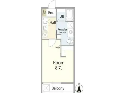 CHANTER南町田(1K/3階)の間取り写真