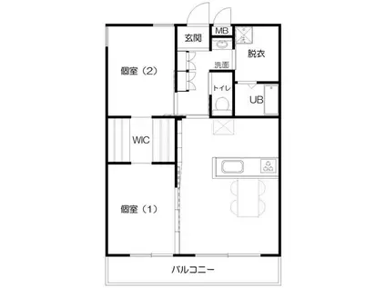 弐番町FLAT(2LDK/2階)の間取り写真