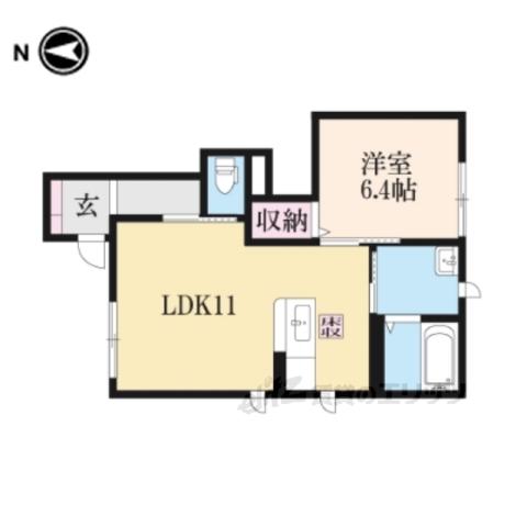 ＪＲ北陸本線 長浜駅 徒歩24分 2階建 築19年(1LDK/1階)の間取り写真