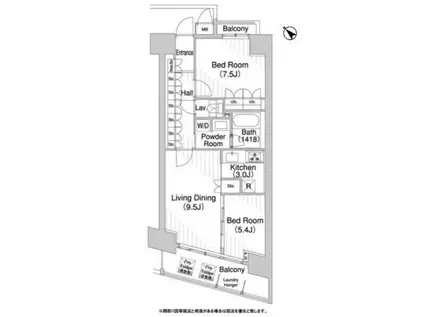 コンフォリア芝浦バウハウス(2LDK/9階)の間取り写真