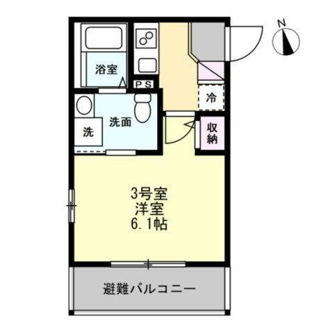 ベイルームDINO桜ヶ丘(1K/1階)の間取り写真