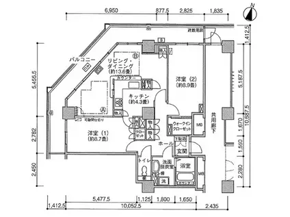 Jタワー西大井(2LDK/6階)の間取り写真