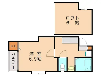 クリスタルK天神南(1K/1階)の間取り写真