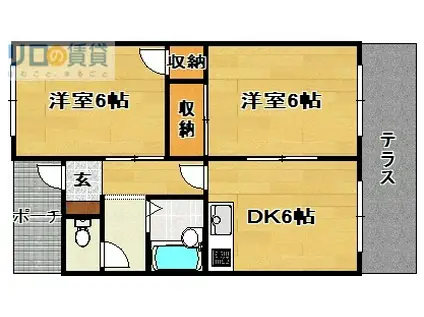 いほりコーポ(2DK/1階)の間取り写真