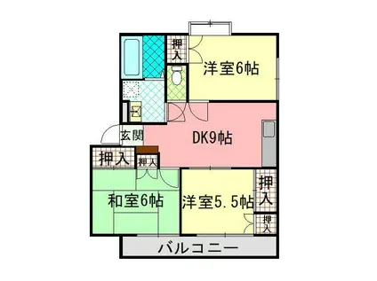 ベルフラワーハイツII(3DK/2階)の間取り写真